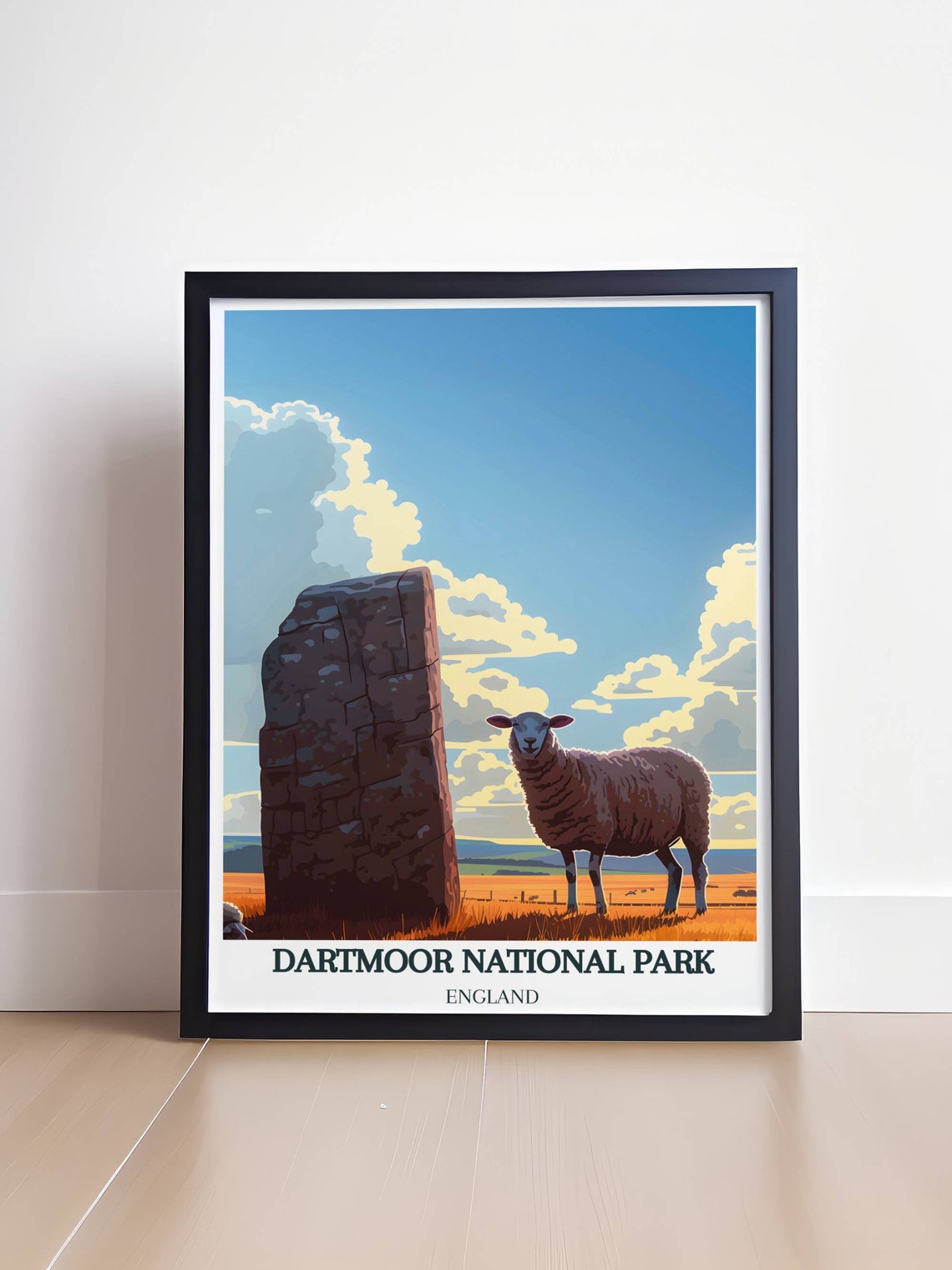 Dartmoor National Park England Sheep By Standing Stone Poster - Image 4