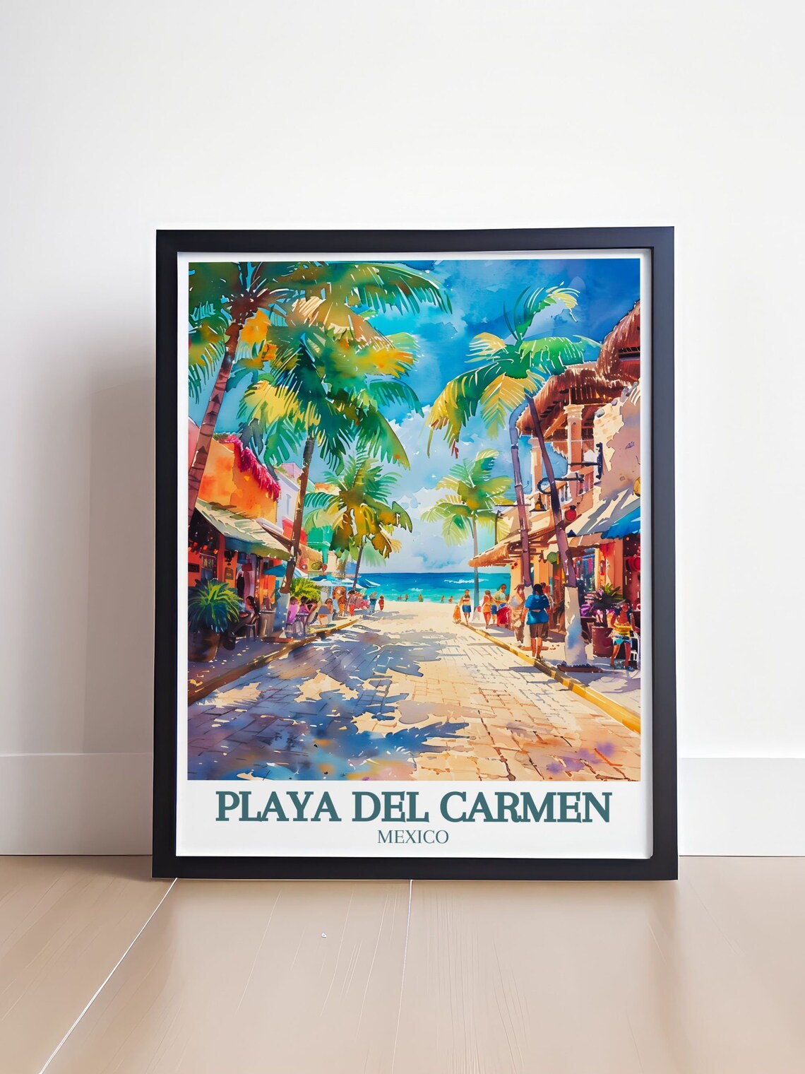 Playa del Carmen Mexico Beach Street Promenade Palm Shops Travel Poster - Image 4