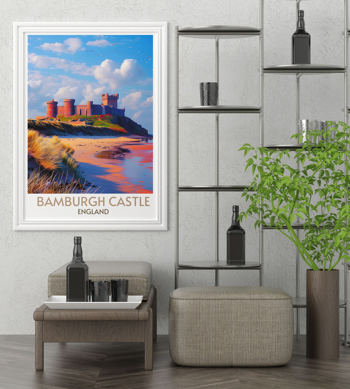 Bamburgh Castle England Sunset Beach Coastal Dunes Travel Poster - Image 4