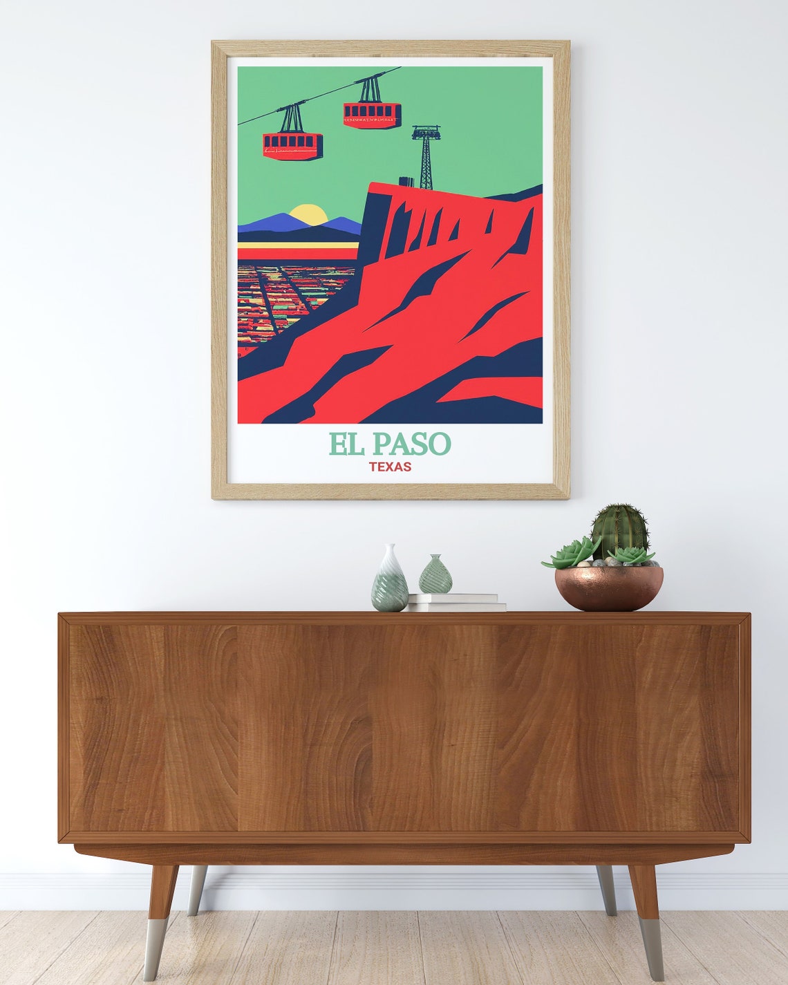 El Paso Texas Wyler Aerial Tramway Sunset Retro Travel Poster - Image 2