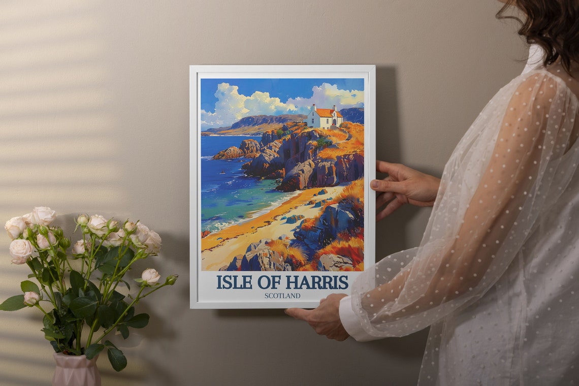 Isle Of Harris Golden Beach Cliffs Ocean View Scotland Poster - Image 2