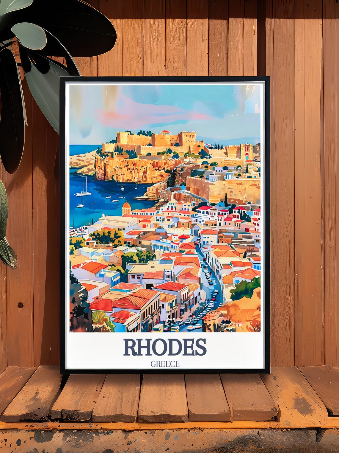 Rhodes Wall Art Palace Of The Grand Master Poster Old Town Of Rhodes Art And Travel Poster Greece Travel Gifts And Decor - Image 3