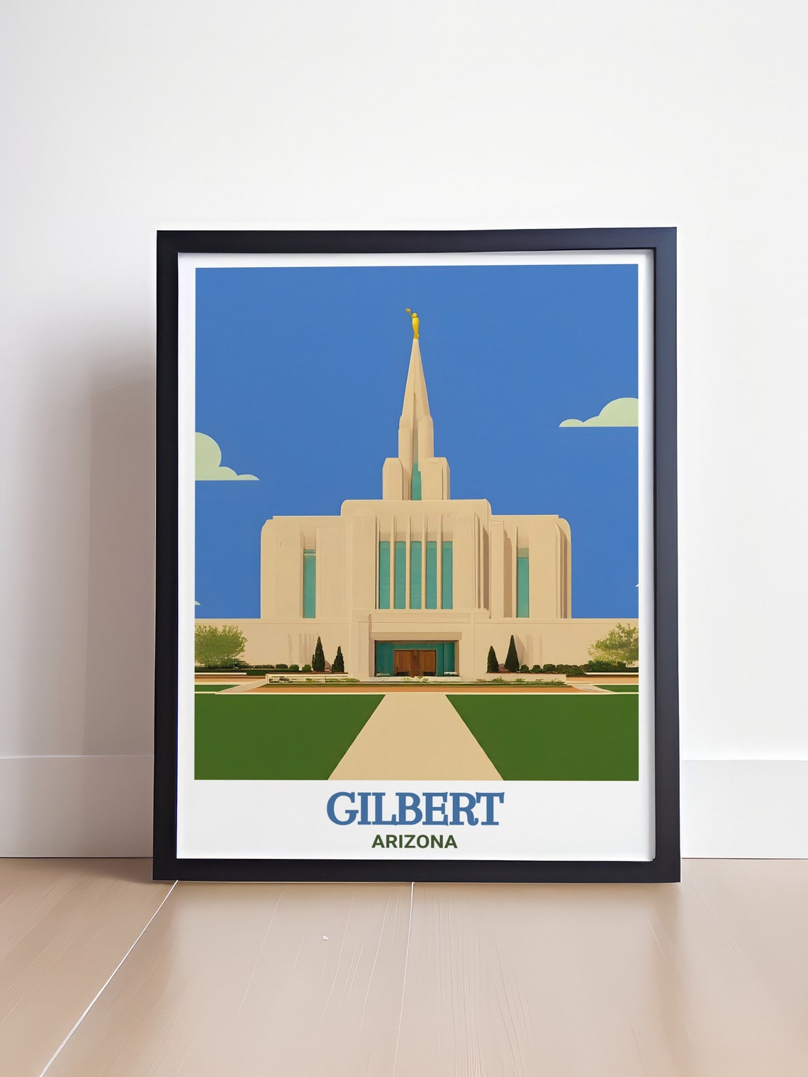 Gilbert Arizona Temple Landmark Building Illustration Travel Poster - Image 4