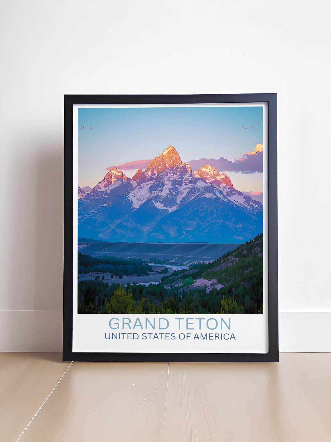 Grand Teton Sunset Alpenglow Peaks Valley Evening Travel Poster - Image 4
