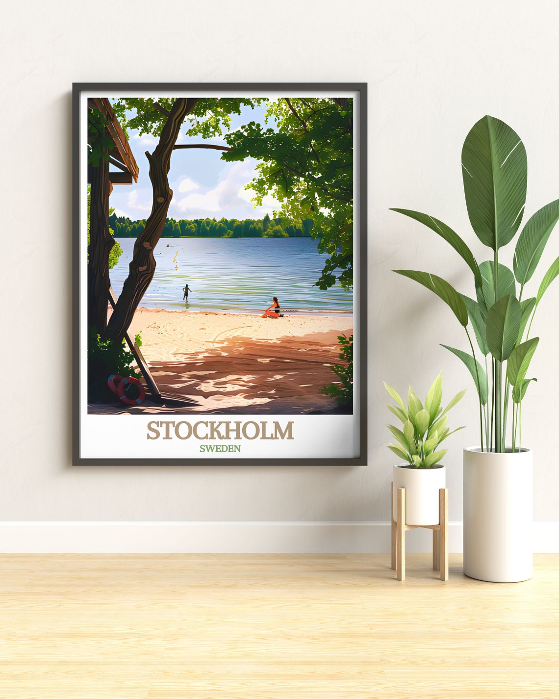 Stockholm Smedsuddsbade Lakeside Swim Beach Sweden Summer Poster - Image 3