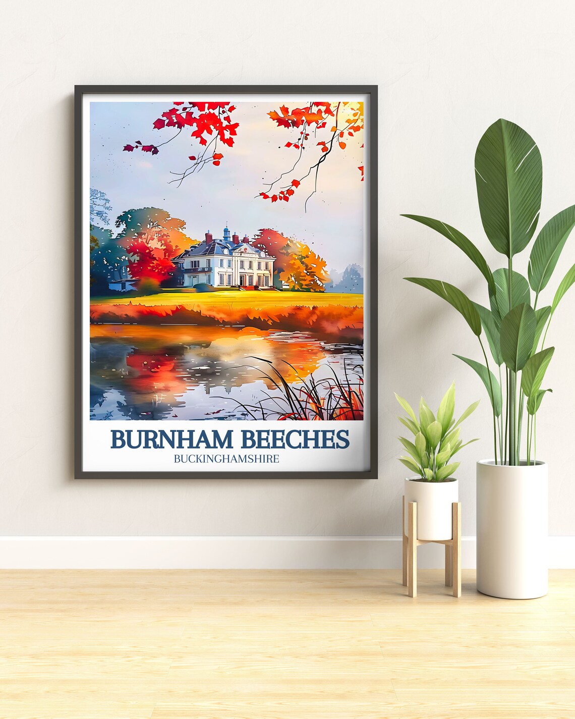 Burnham Beeches Autumn Lake House Poster With Golden Foliage England - Image 3
