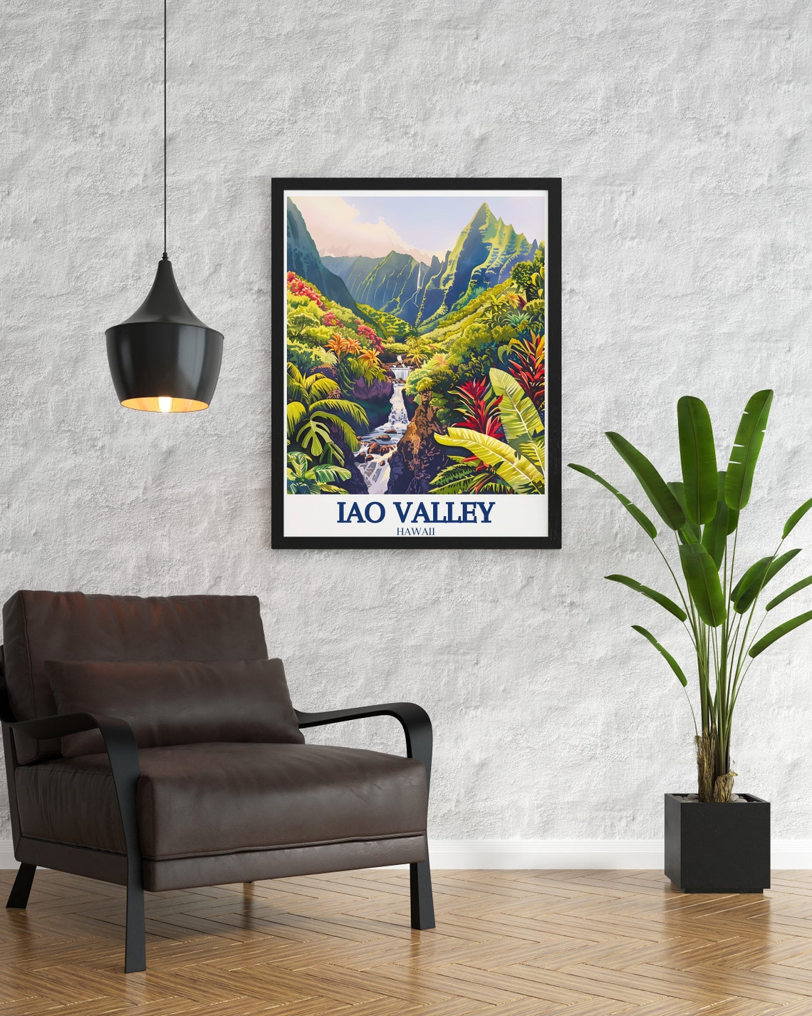 Iao Valley Hawaii Lush Tropical Waterfalls Rainforest Scene Poster - Image 3