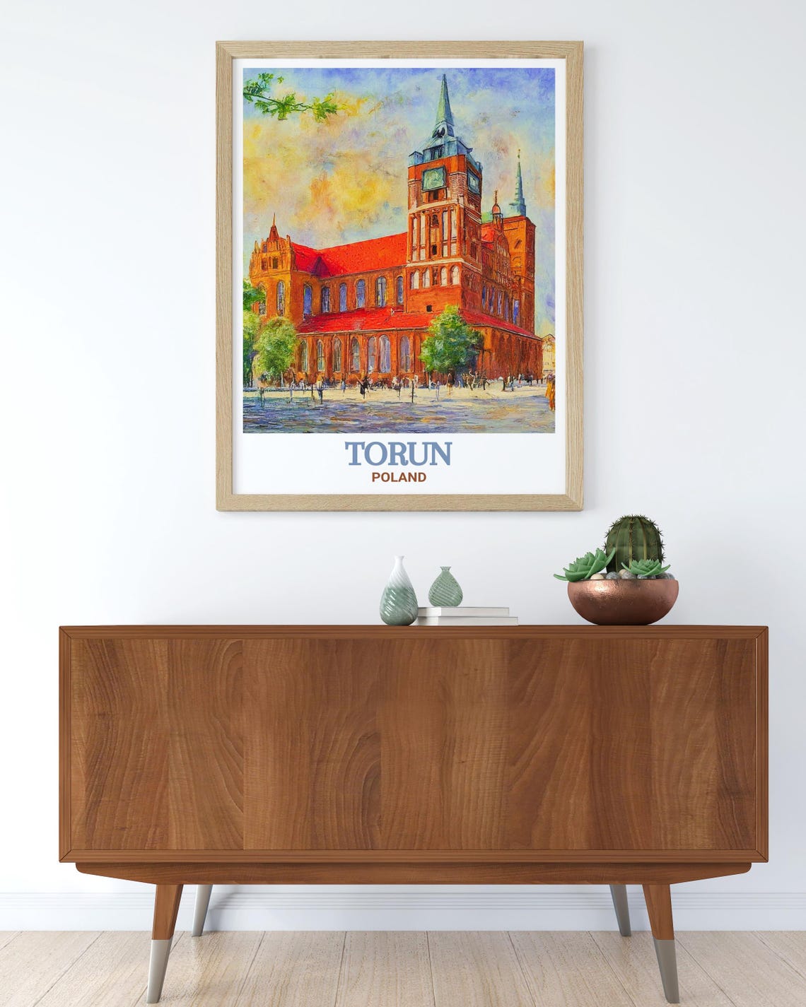 Torun Poland Red Brick Gothic Cathedral Clock Tower Travel Poster - Image 3