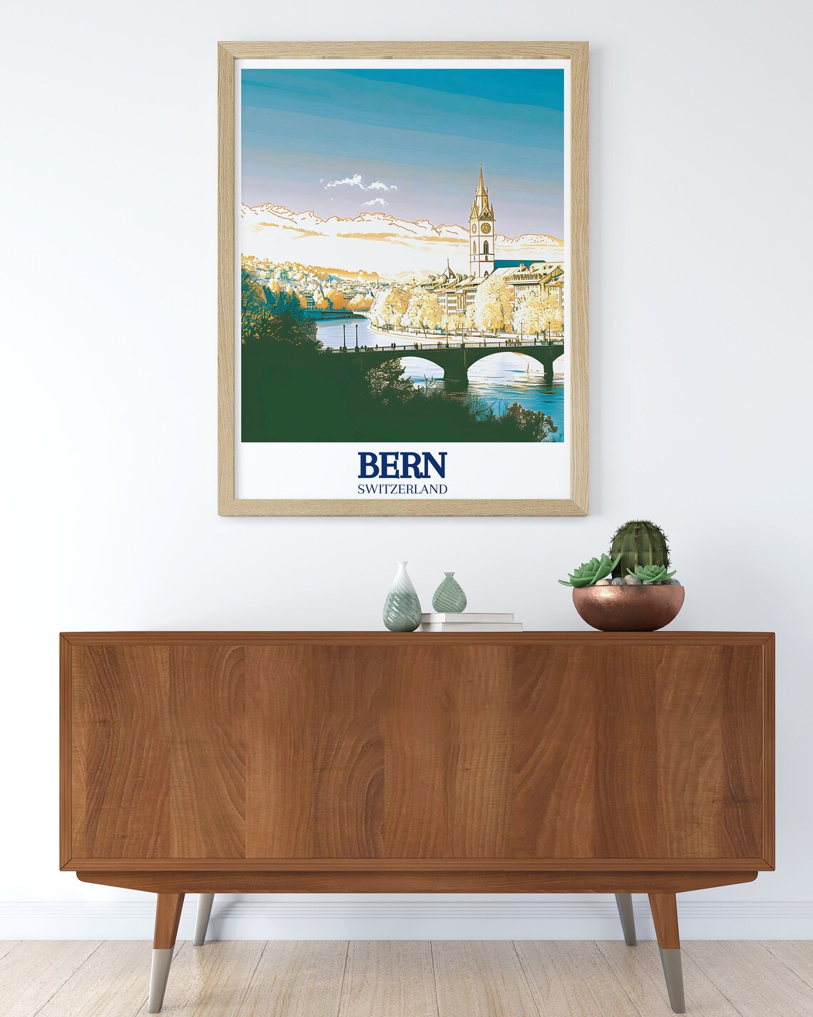 Bern Switzerland Cathedral Bridge Scenic Dawn Sunrise View Poster - Image 3