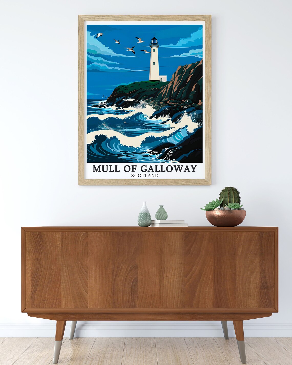 Mull of Galloway Lighthouse Crashing Waves Scotland Travel Poster - Image 3