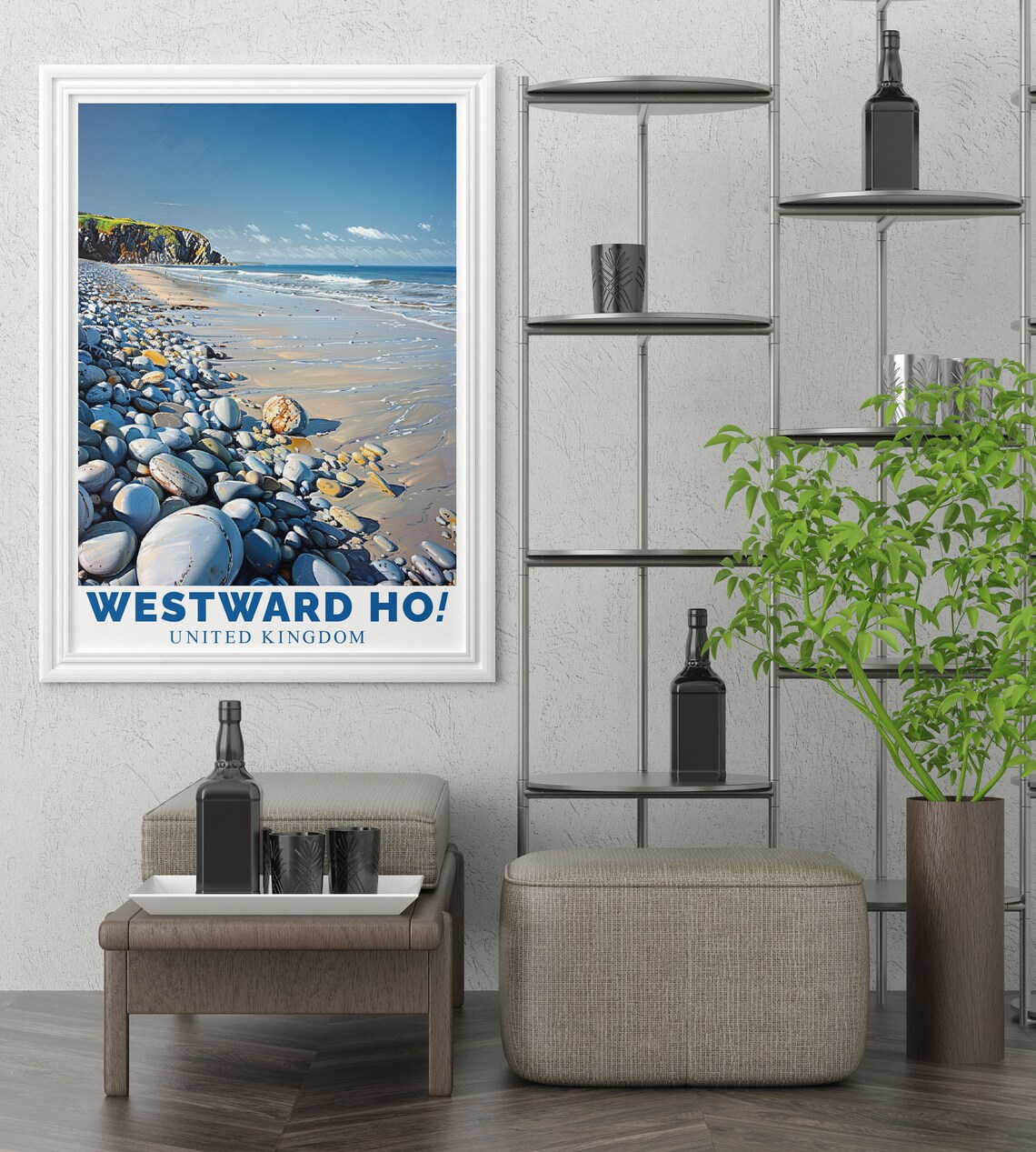 Westward Ho Pebble Ridge Beach of Smooth Round Stones Poster - Image 2