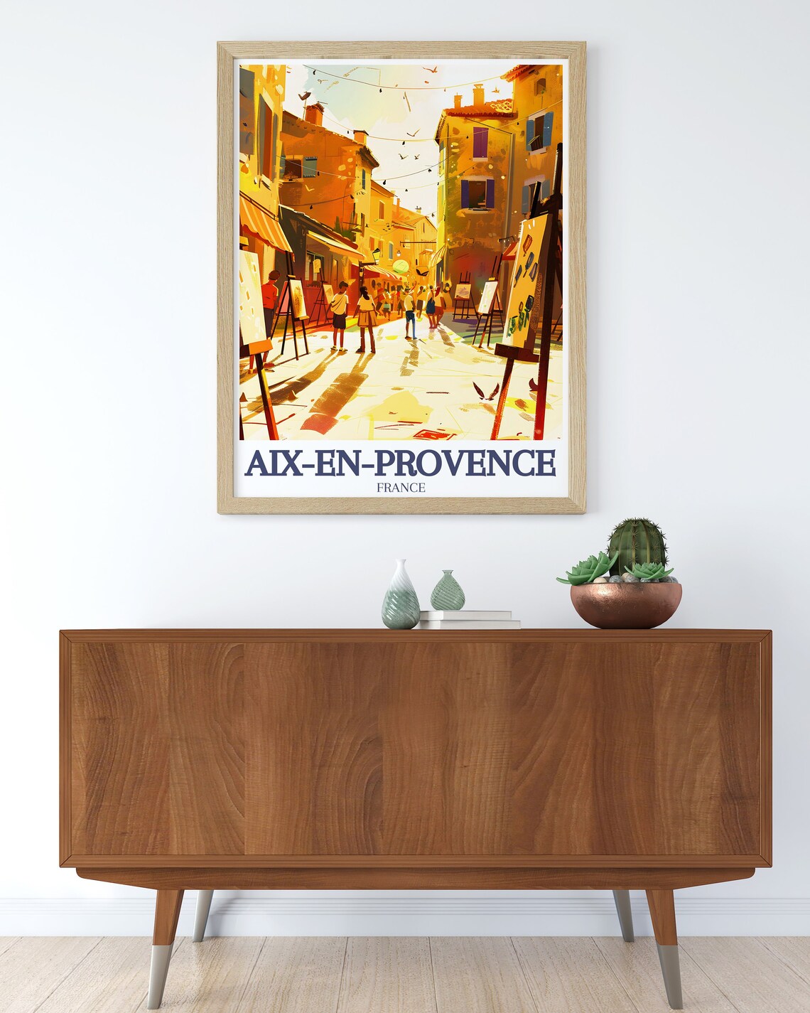 Aix-En-Provence Sunlit Artists Quarter Easels Street France Poster - Image 2