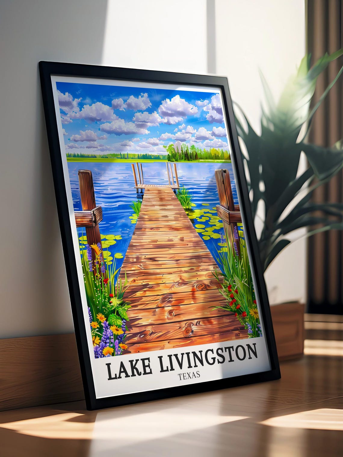 Lake Livingston Travel Print Lake Livingston State Park Poster Polk County Travel Art Lake Livingston Print Texas Wall Art - Image 2