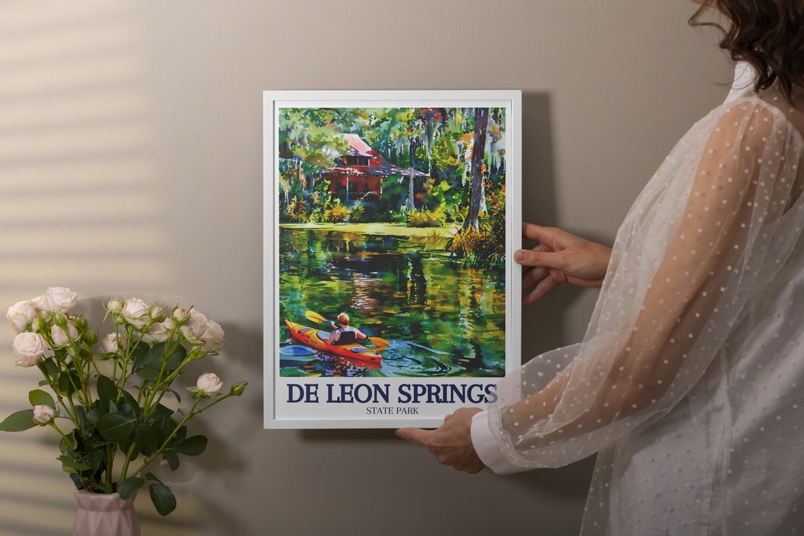 De Leon Springs Kayaking Poster Florida State Park Watercolor - Image 3