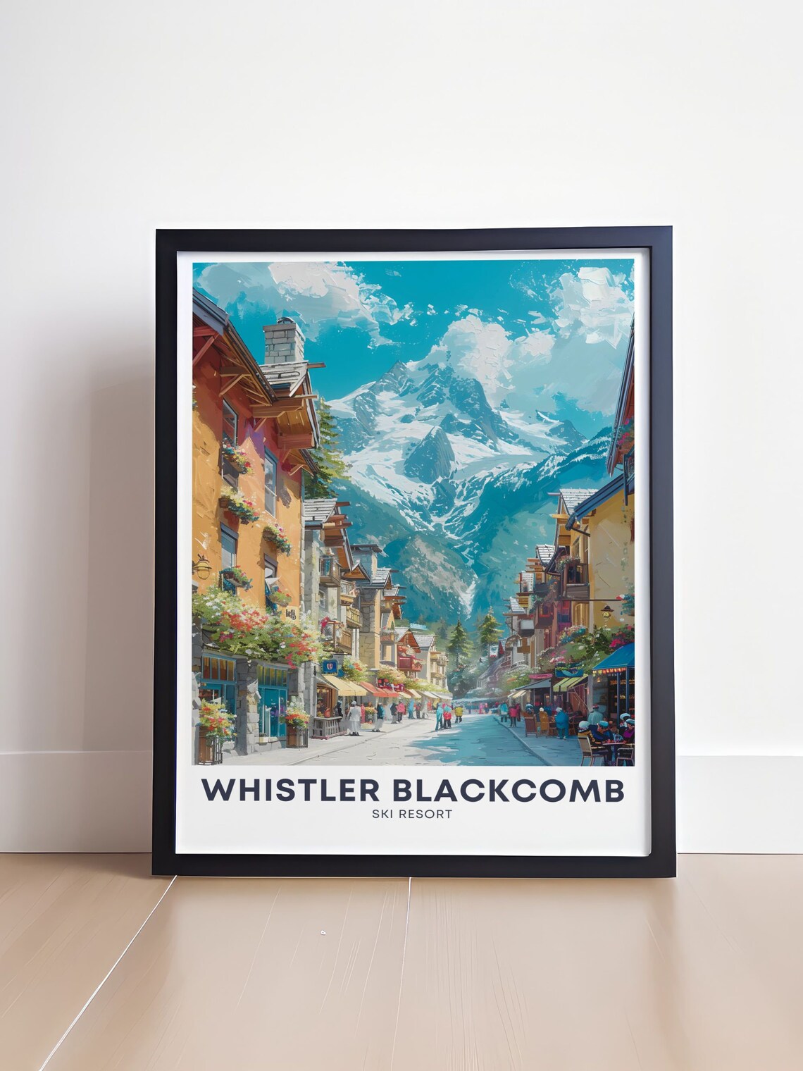 Whistler Village Street Ski Resort Mountain Town Travel Poster - Image 4