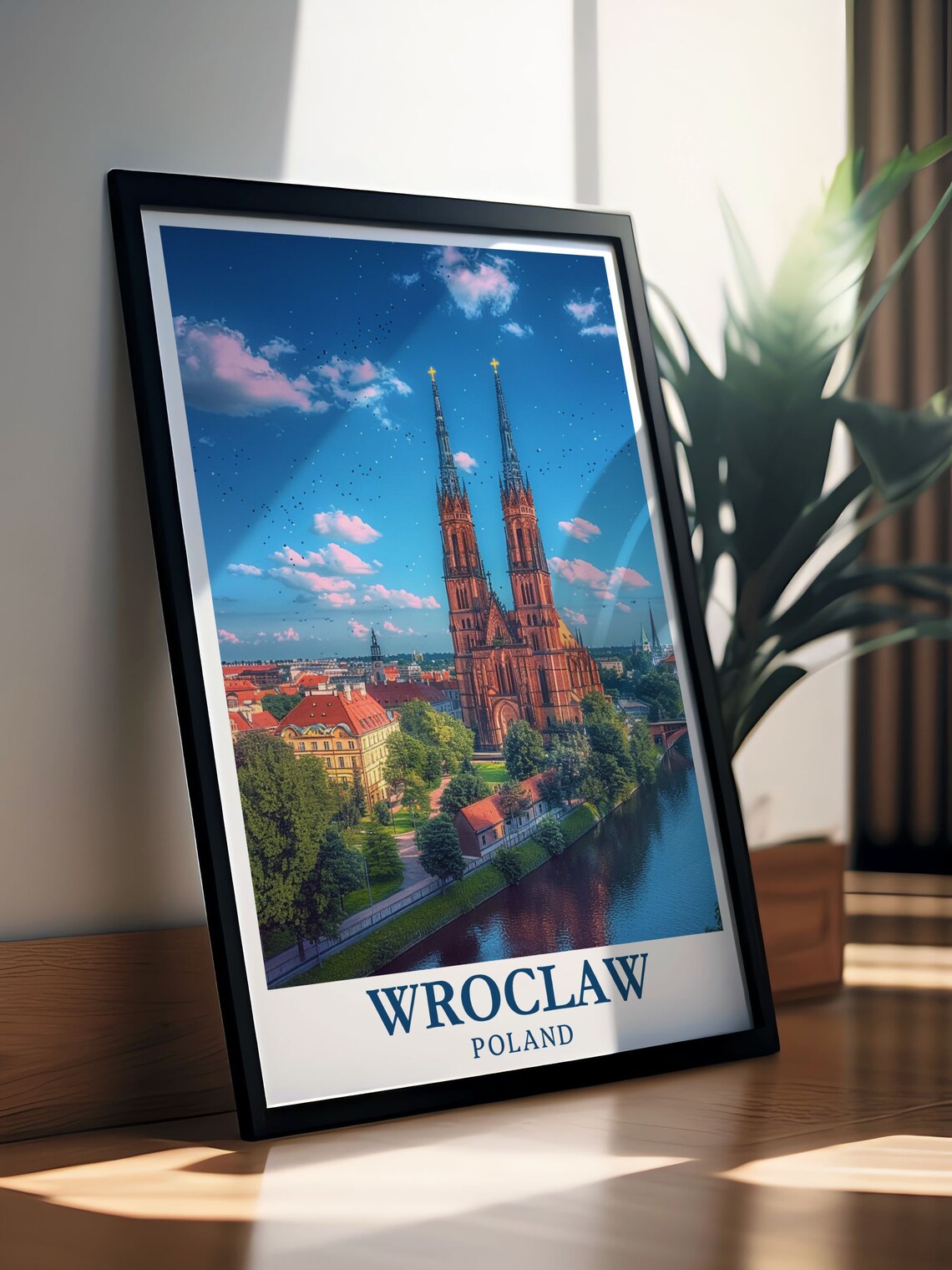 Wroclaw Poland Ostrow Tumski Cathedral Island River View Poster - Image 3