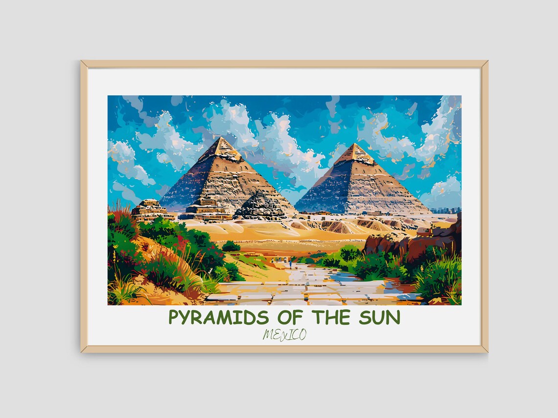 Pyramids Of The Sun Mexico Desert Caravan Path Vintage Travel Poster - Image 4