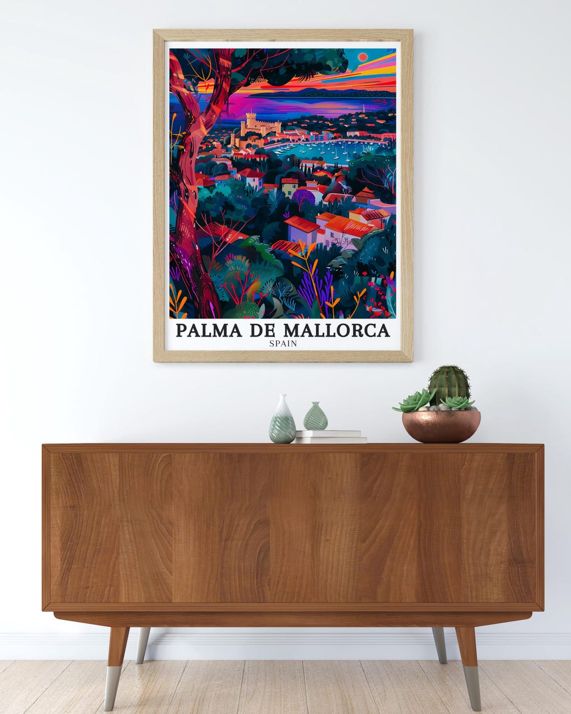 Palma De Mallorca Castle Bay Sunset Town Viewpoint Travel Poster - Image 2