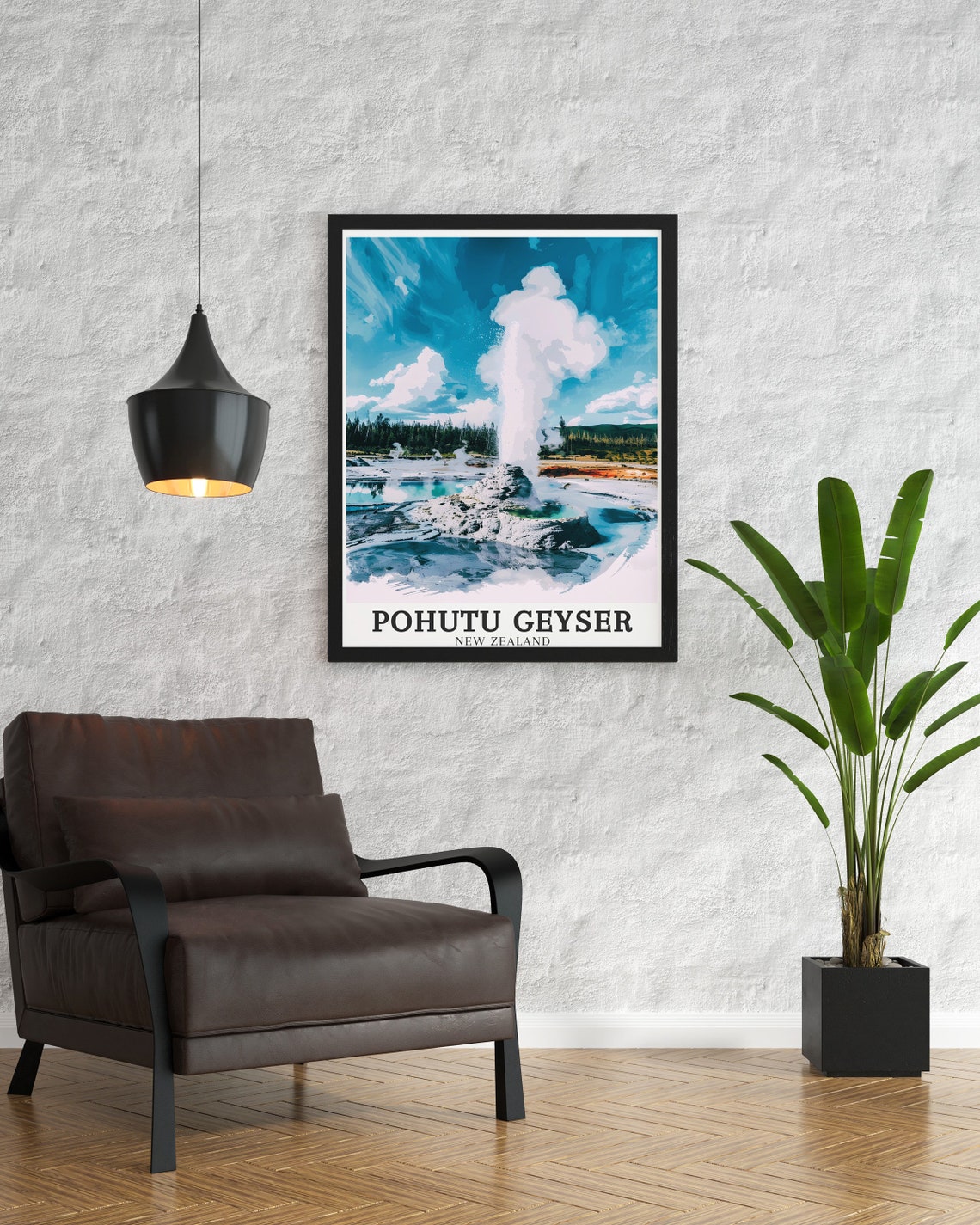 Pohutu Geyser New Zealand Towering Eruption Cone View Poster - Image 3