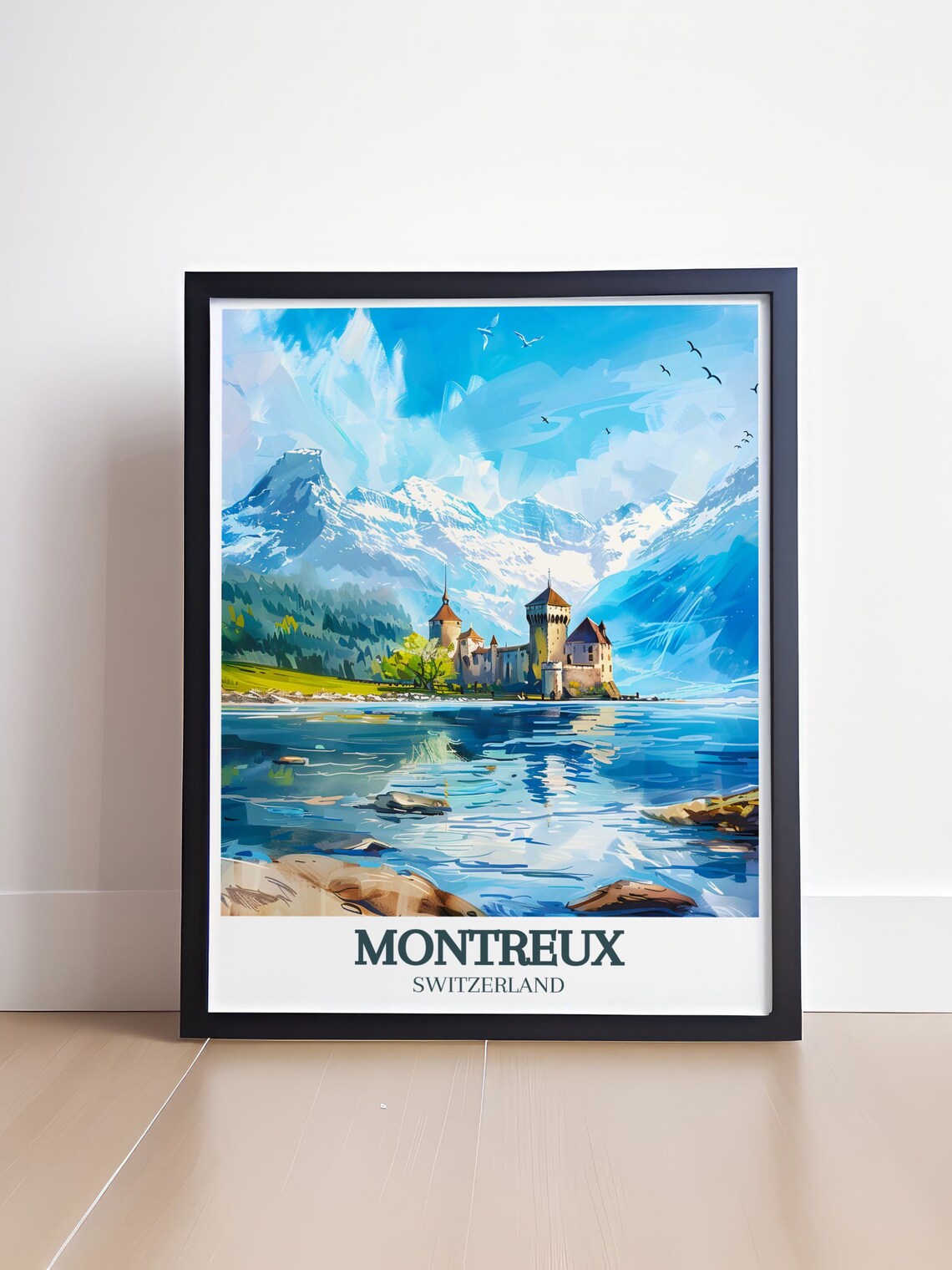 Montreux Switzerland Chillon Castle Lake Geneva Travel Poster - Image 4