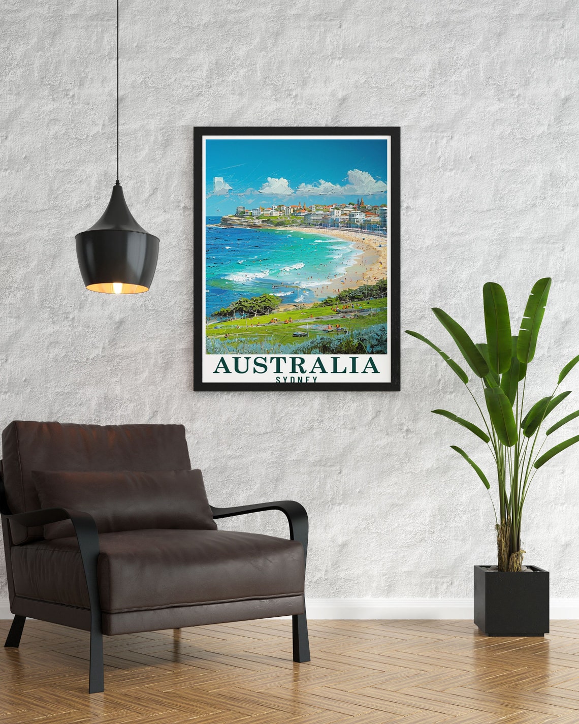 Bondi Beach Sydney Aerial Coastal Scene Australia Travel Poster - Image 2