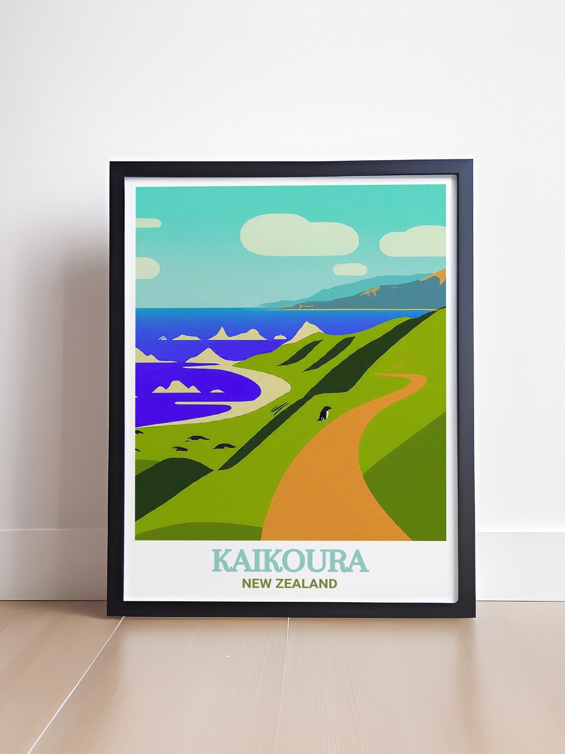 Kaikoura Peninsula Coastal Walkway Green Hills New Zealand Poster - Image 4