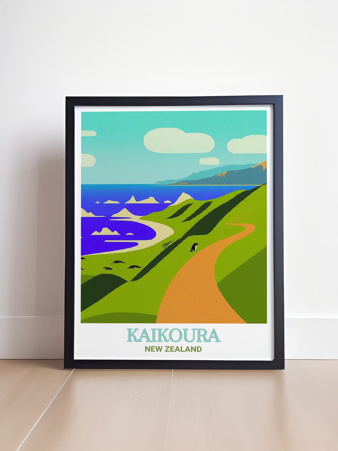 Kaikoura Posters Travel Poster Of Kaikoura Peninsula Walkway New Zealand Coastal Art Kaikoura Peninsula Walkway Travel Poster - Image 4