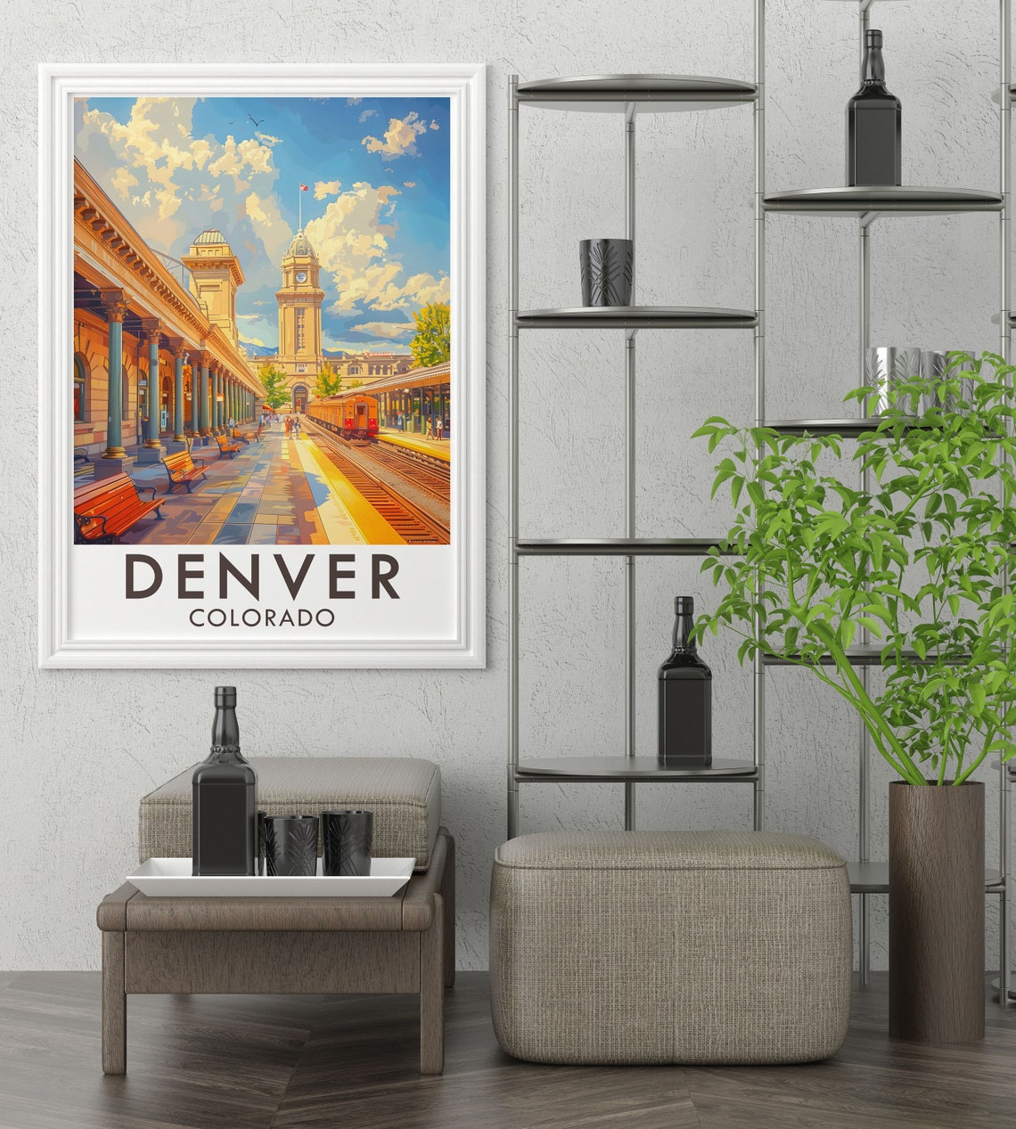 Denver Colorado Union Station Clock Tower Train Travel Poster - Image 3