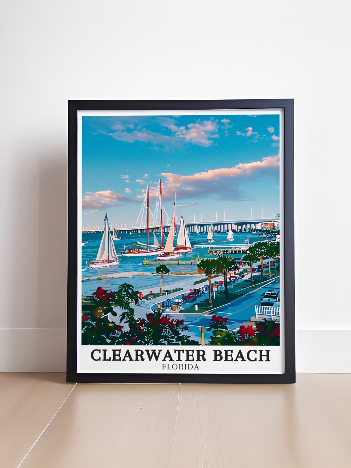 Clearwater Beach Memorial Causeway Sailboats Waterfront Florida Poster - Image 4