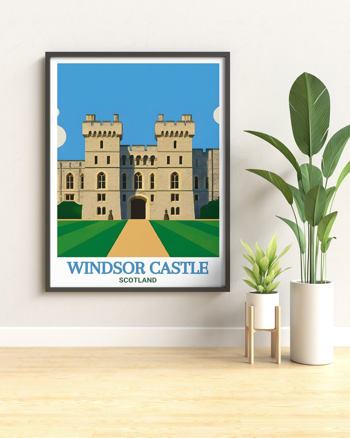 Windsor Castle Gatehouse Towers Green Lawn England Travel Poster - Image 2