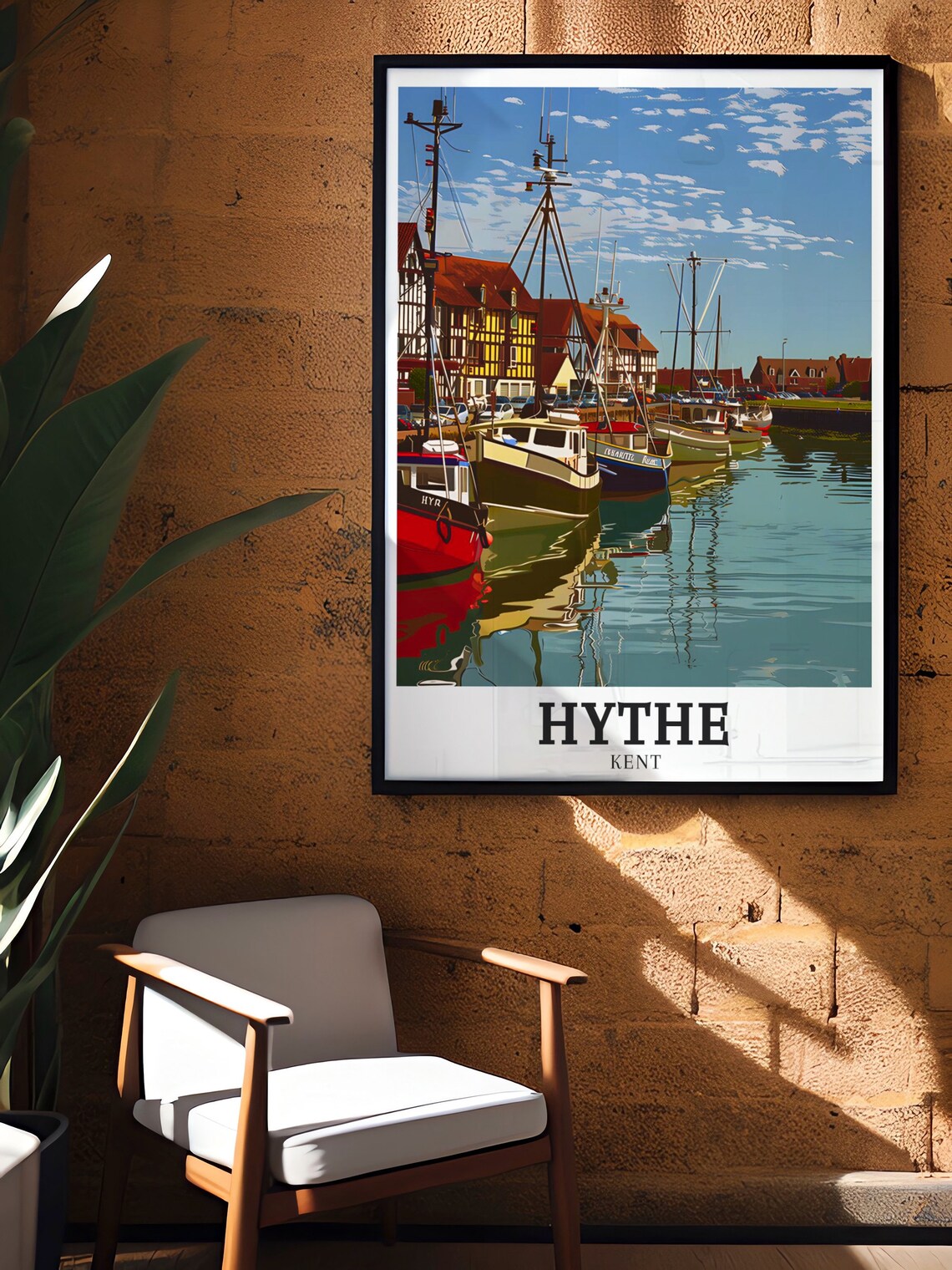 Hythe Kent Harbor Fishing Boats Historic Buildings Travel Poster - Image 2