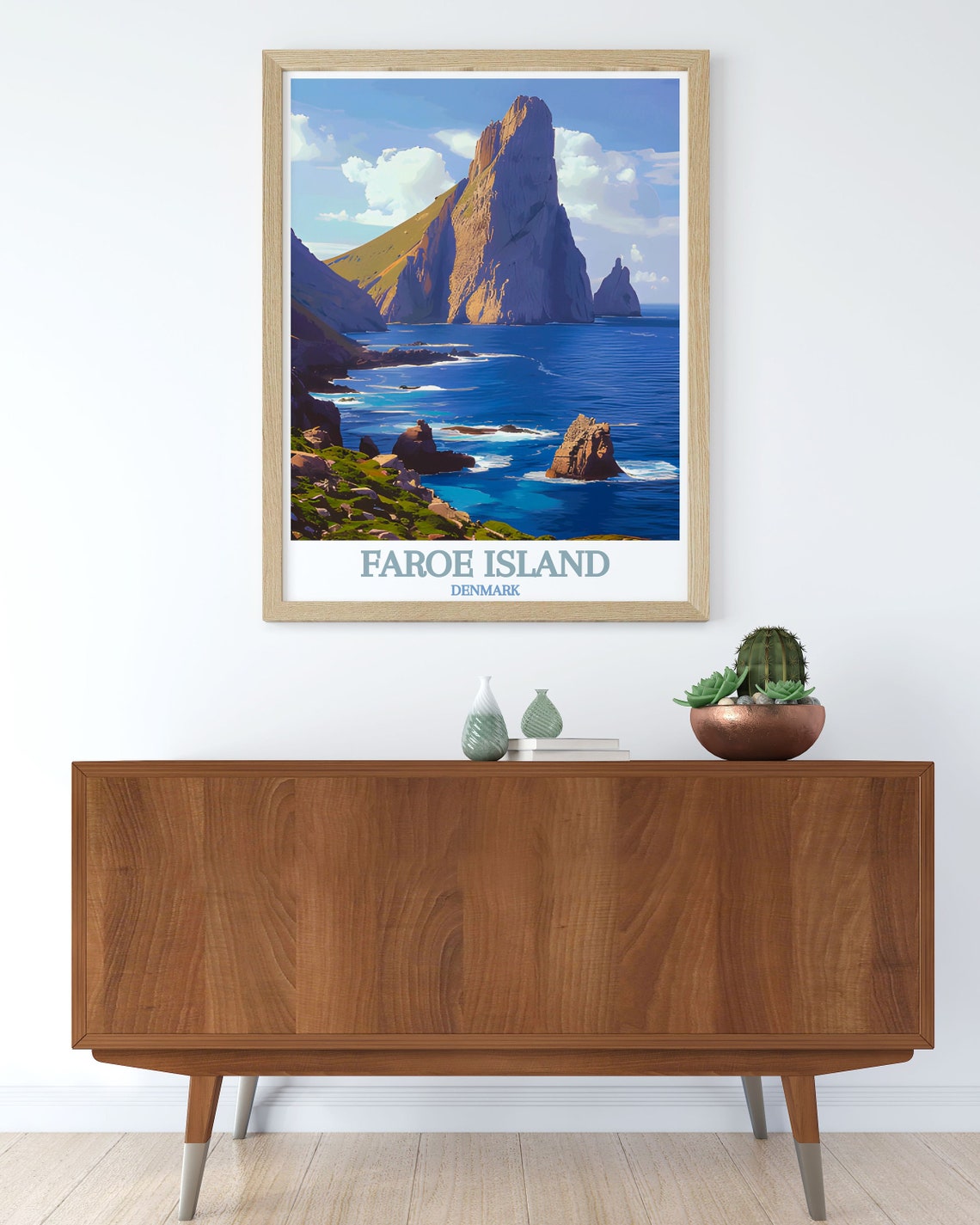 Faroe Islands Dramatic Sea Stack Cliffs Rugged Ocean Travel Poster - Image 3