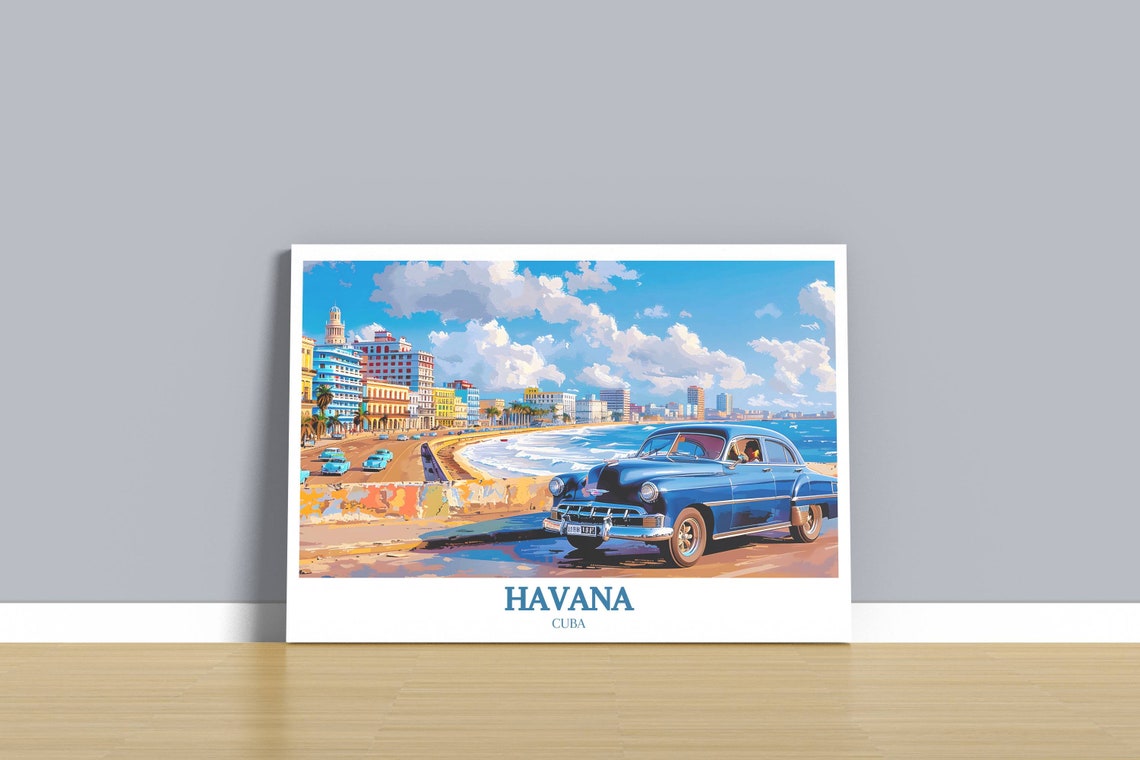 Havana Cuba Classic American Car Malecon Seafront Travel Poster - Image 4