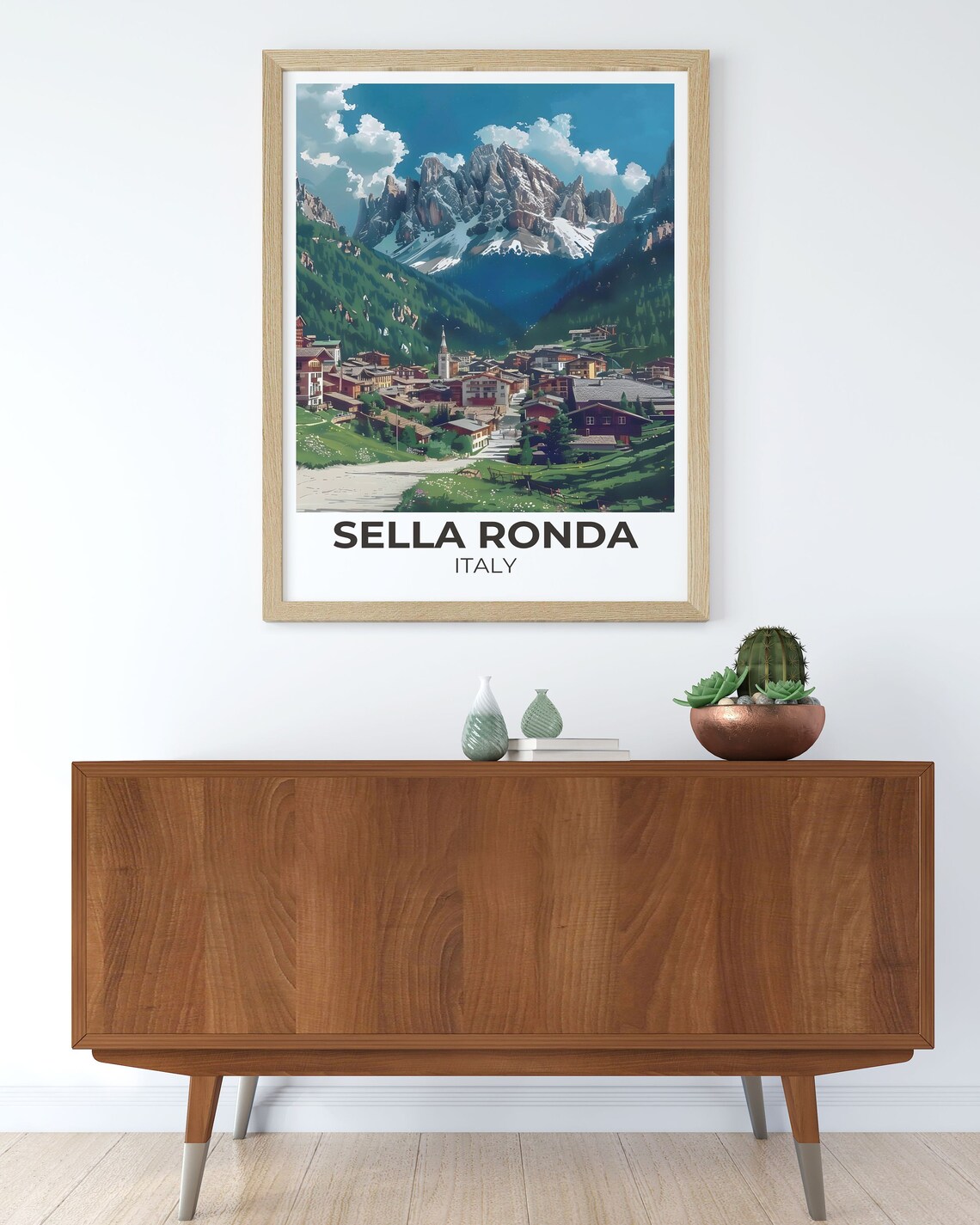 Sella Ronda Italy Dolomites Alpine Village Snowy Peaks Travel Poster - Image 2
