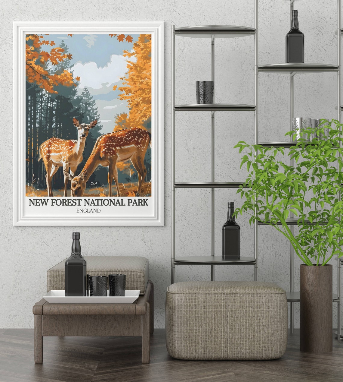 New Forest Fallow Deer Autumn Woodland England Wildlife Poster - Image 3