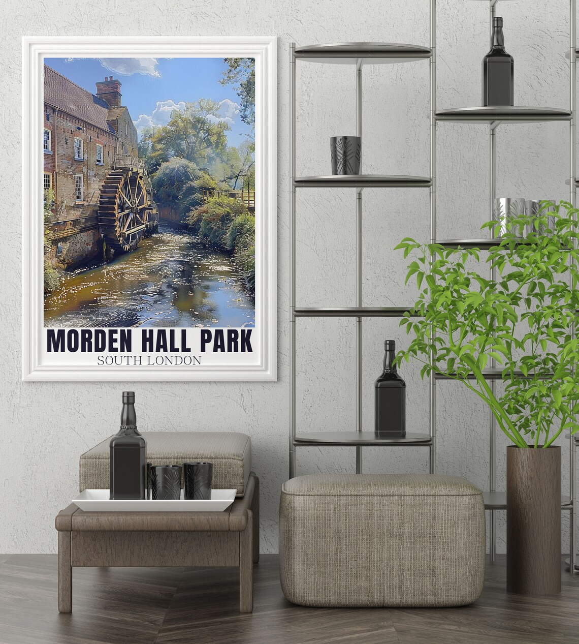 Morden Hall Park Historic Water Mill Brick Building Stream Poster - Image 3