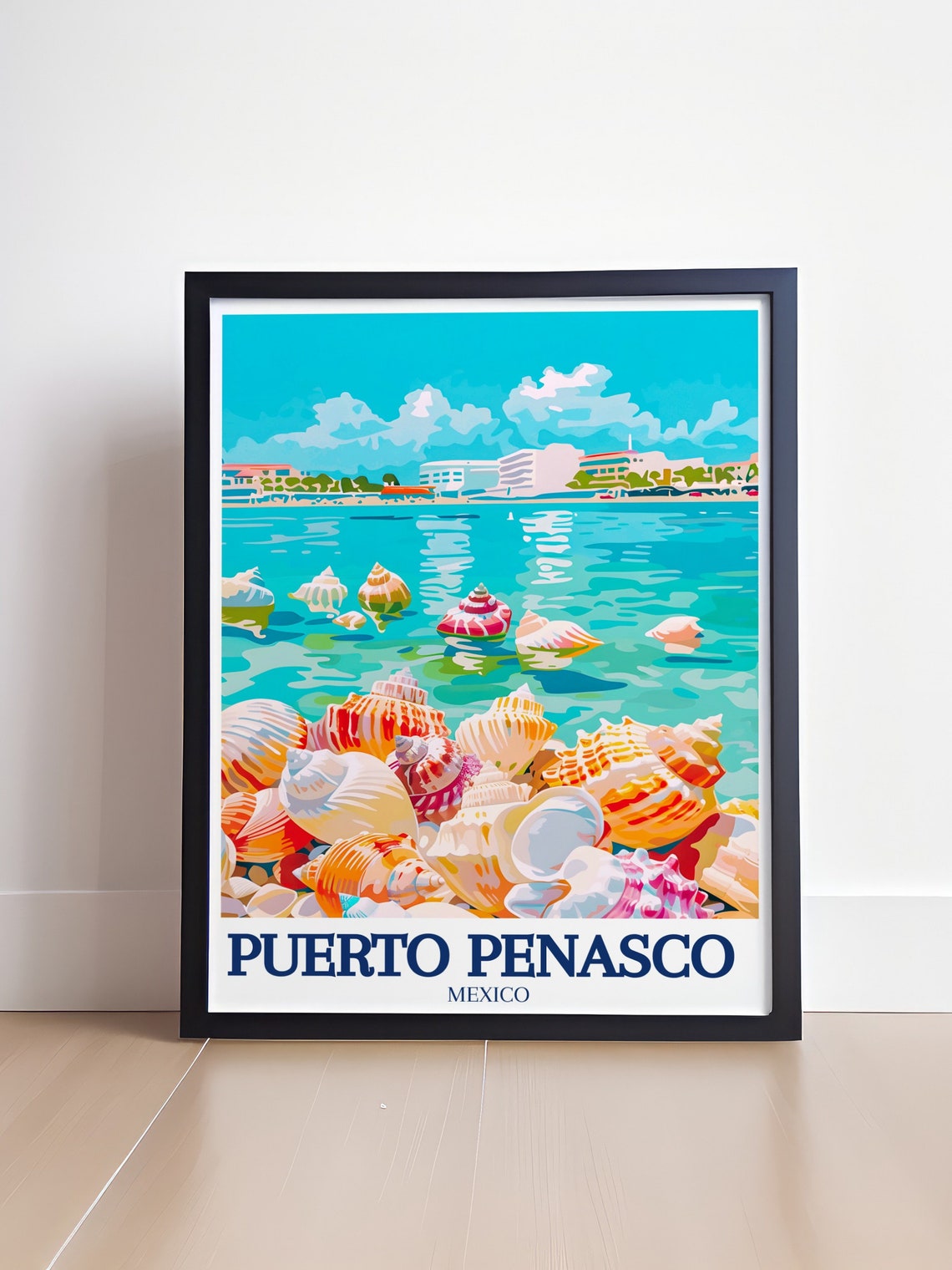 Colorful Puerto Penasco Mexico Seashell Beach Coastal Travel Poster - Image 4