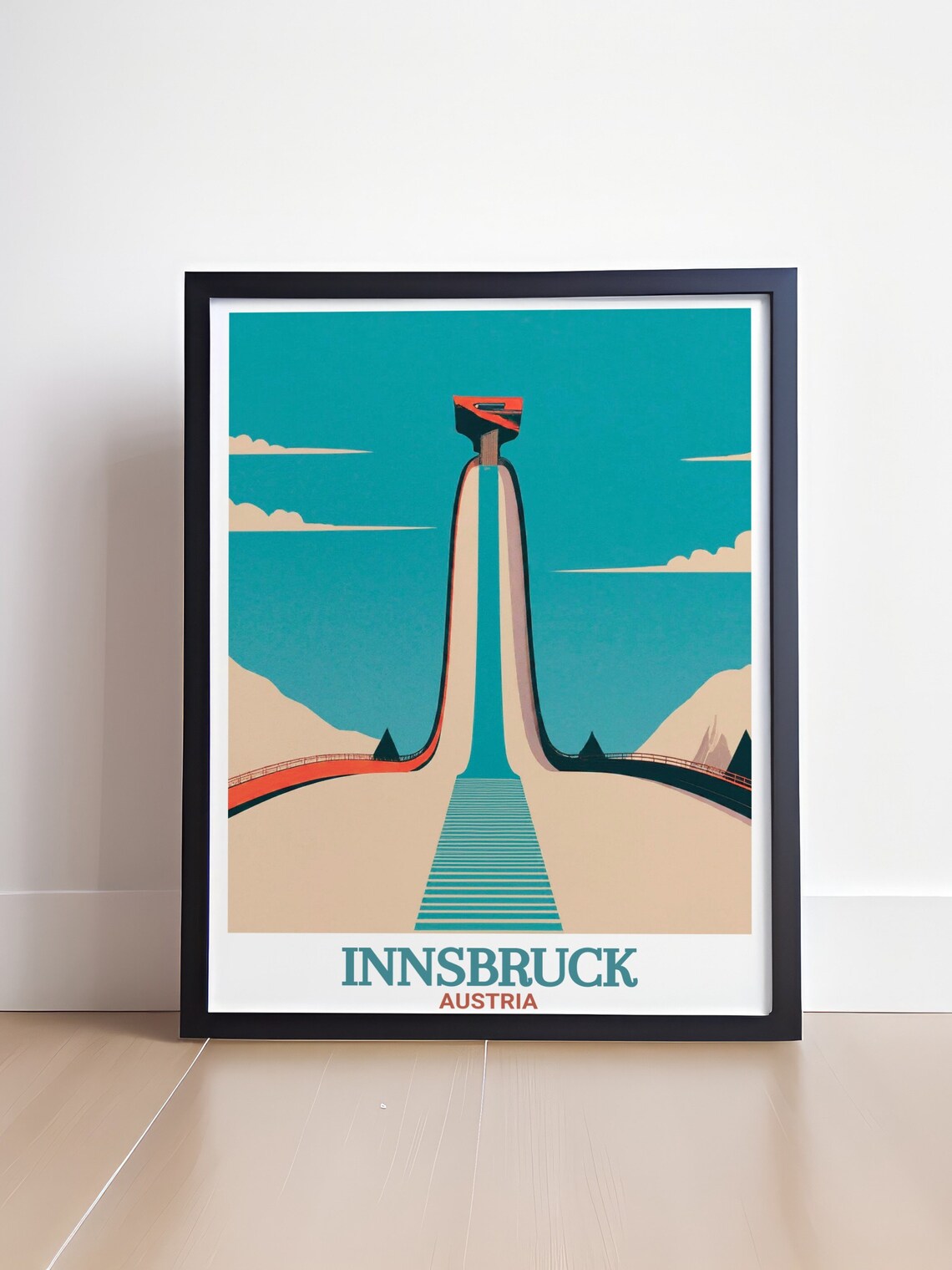 Innsbruck Austria Bergisel Ski Jump Minimalist Geometric Poster - Image 4