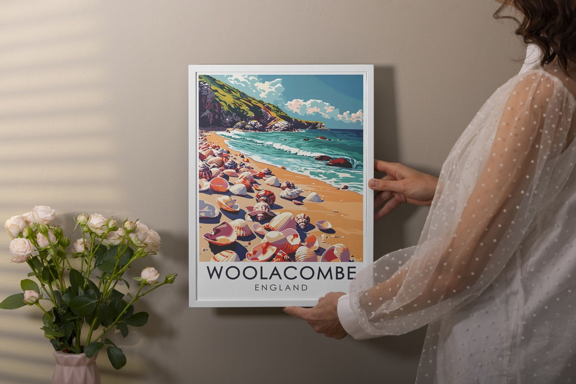 Barricane Beach Seashells on the Sand at Woolacombe England Poster - Image 3