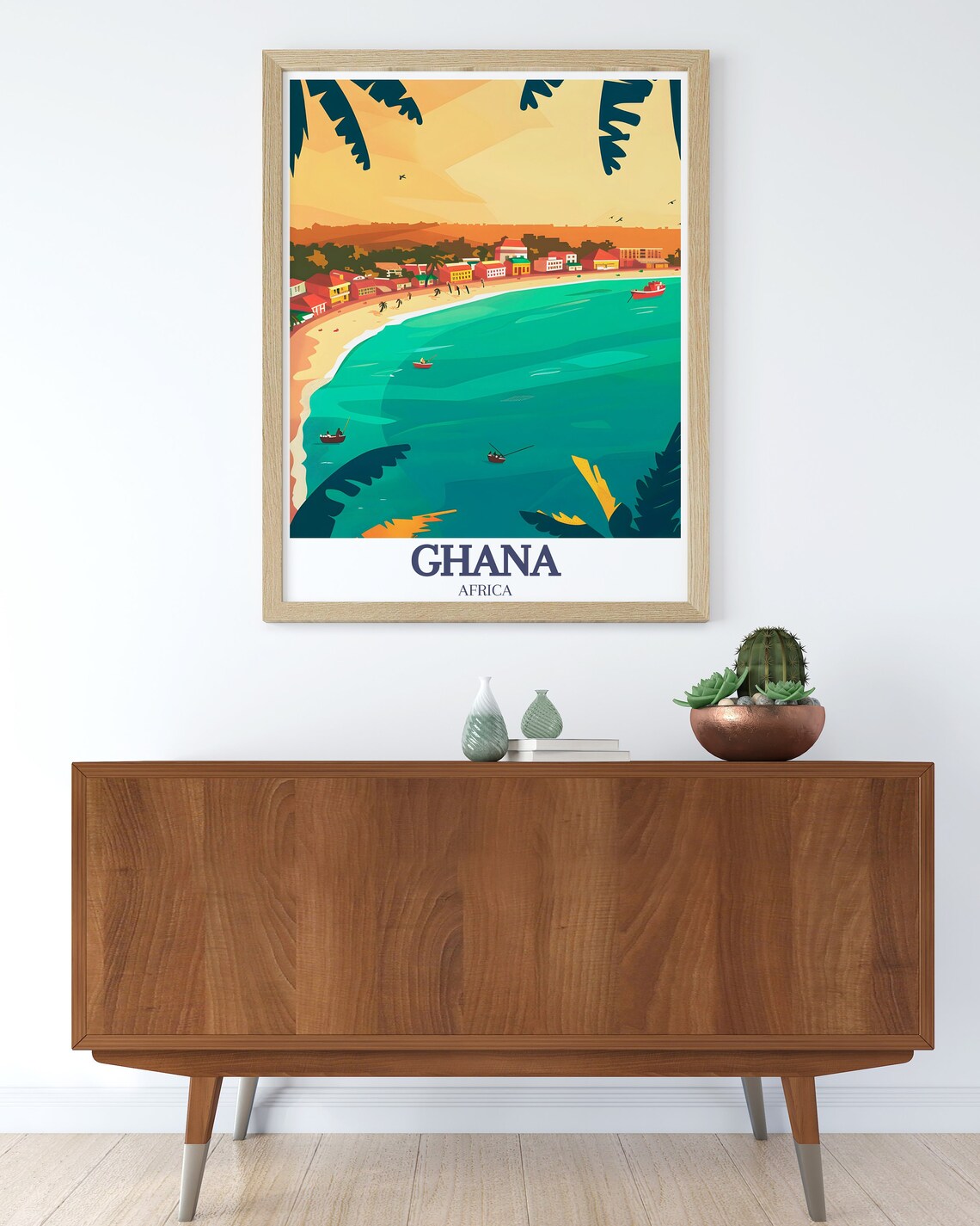 Ghana Labadi Beach Sunset Fishing Boats Tropical Africa Poster - Image 2