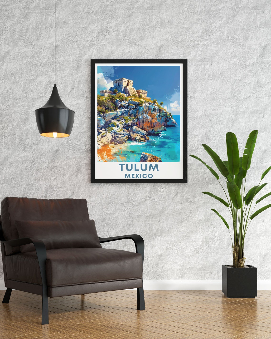Tulum Mexico Cliffside Mayan Ruins Above Caribbean Sea Poster - Image 2
