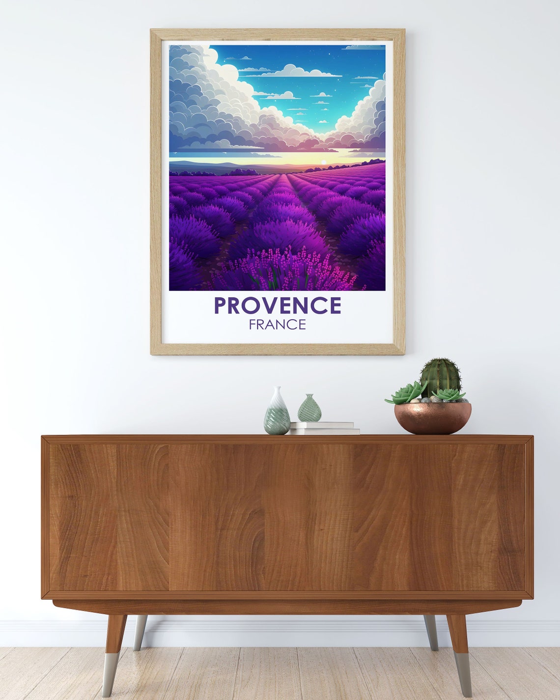 Provence France Lavender Fields Sunset Cloudscape Travel Poster - Image 3