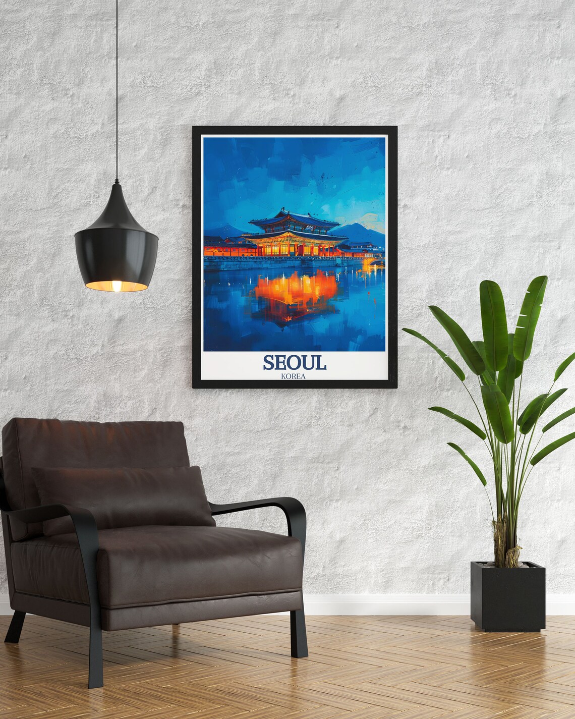 Seoul Gyeongbokgung Palace Night Reflection Korea Travel Poster - Image 3
