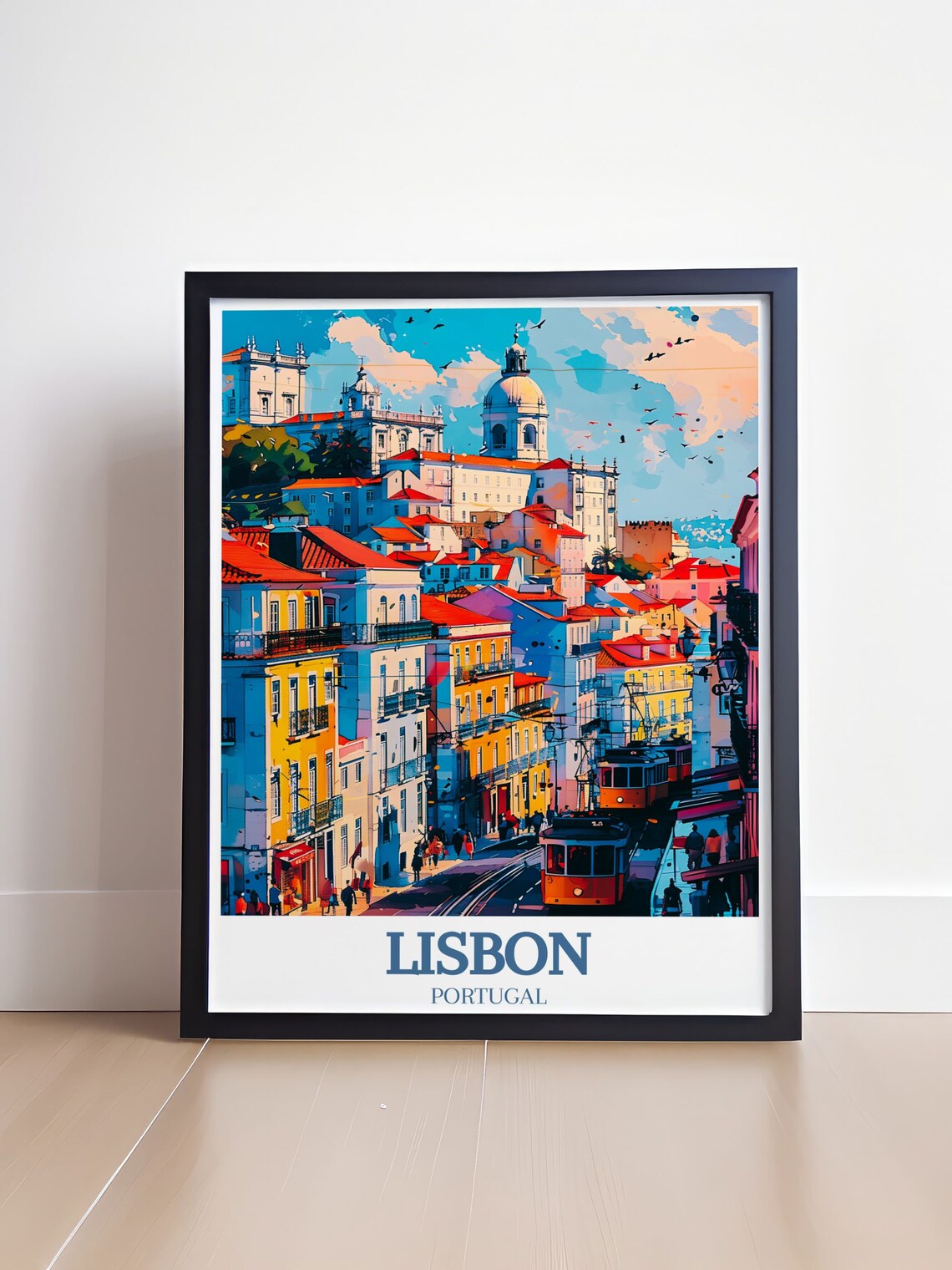 Lisbon Portugal Historic Yellow Tram Street Colorful Travel Poster - Image 4