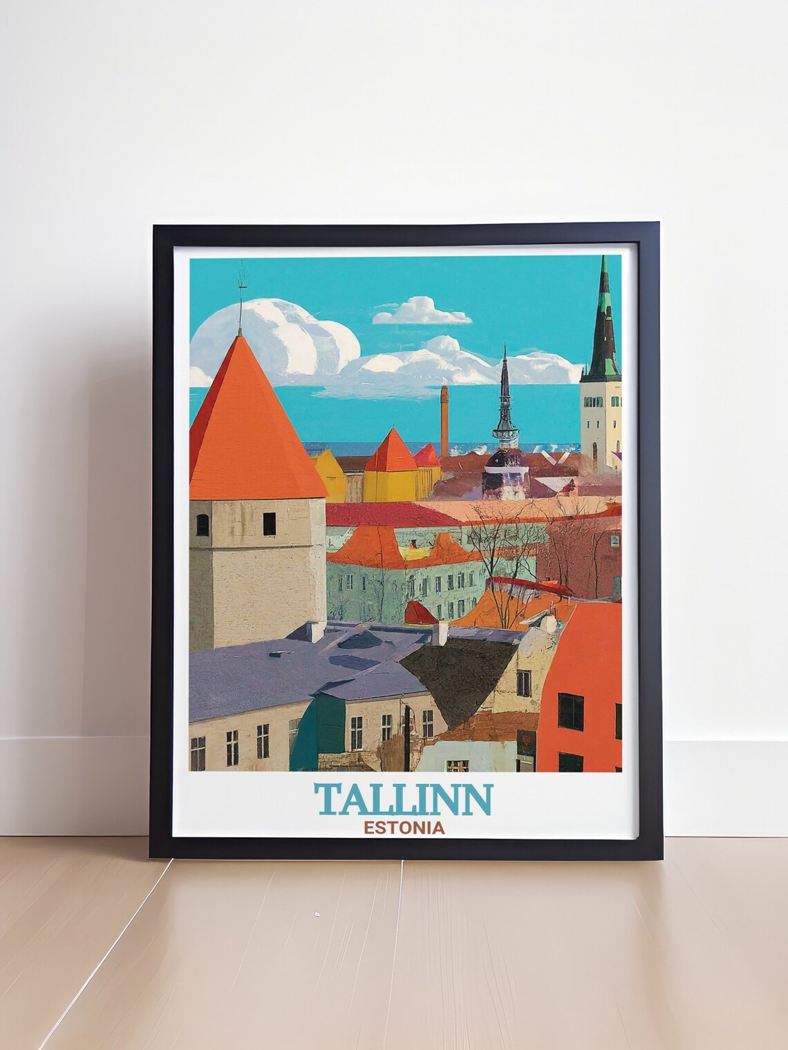 Tallinn Estonia Old Town Colorful Rooftops Spires Travel Poster - Image 4