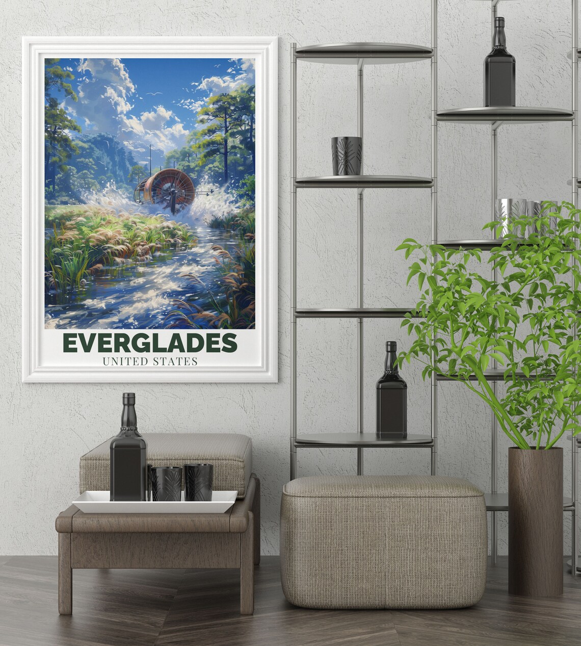 Everglades Florida Airboat Gliding Through Sparkling Wetlands Poster - Image 2