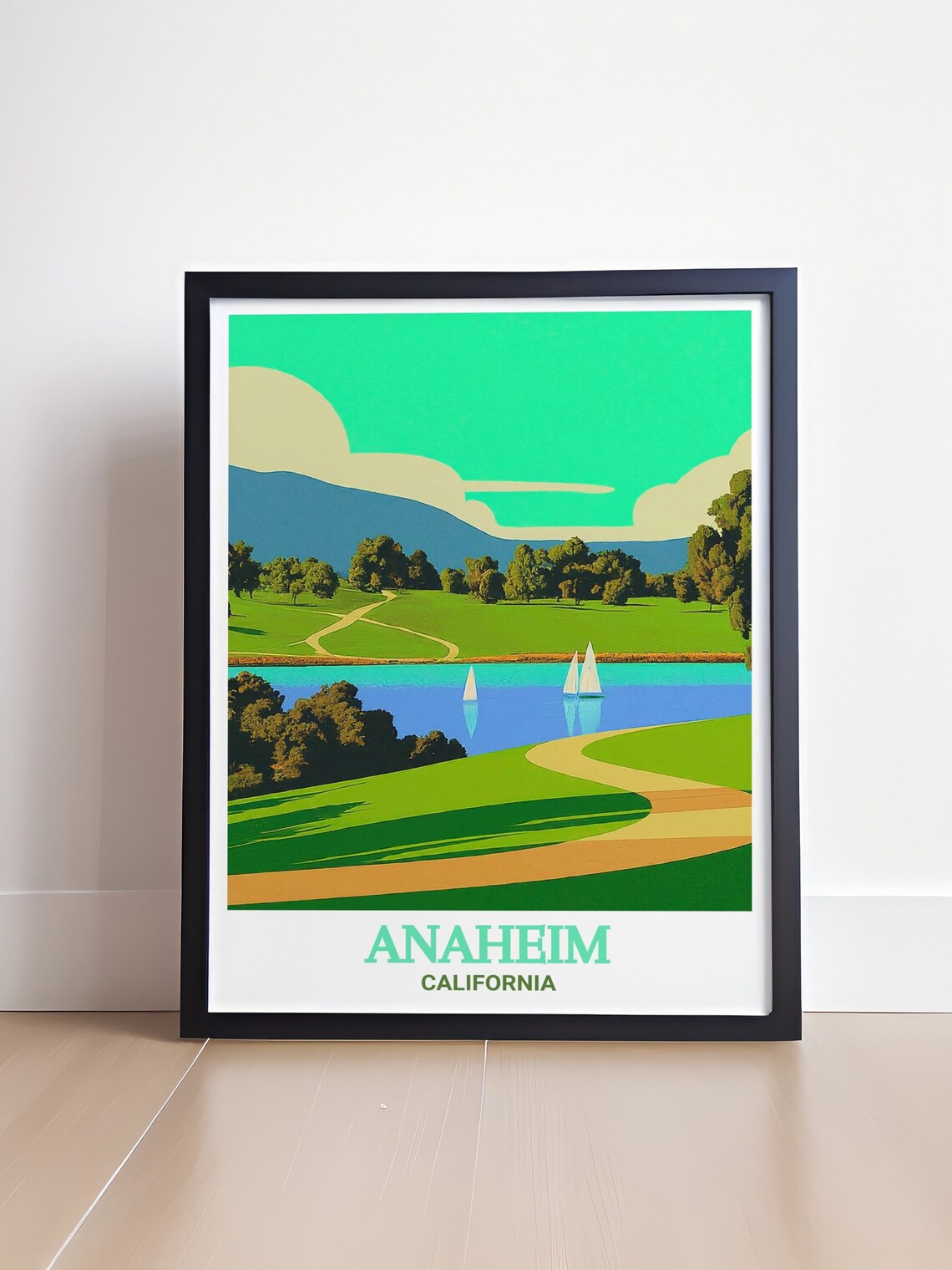 Anaheim California Yorba Regional Park Sailboats Lake Scenic Poster - Image 4