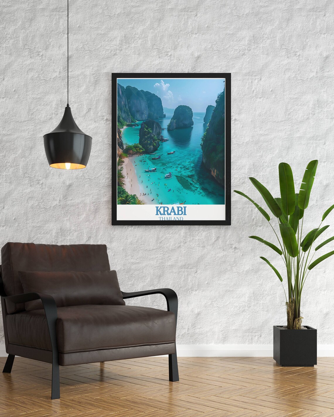 Krabi Thailand Limestone Islands Aerial Beach Travel Poster Scenic - Image 2