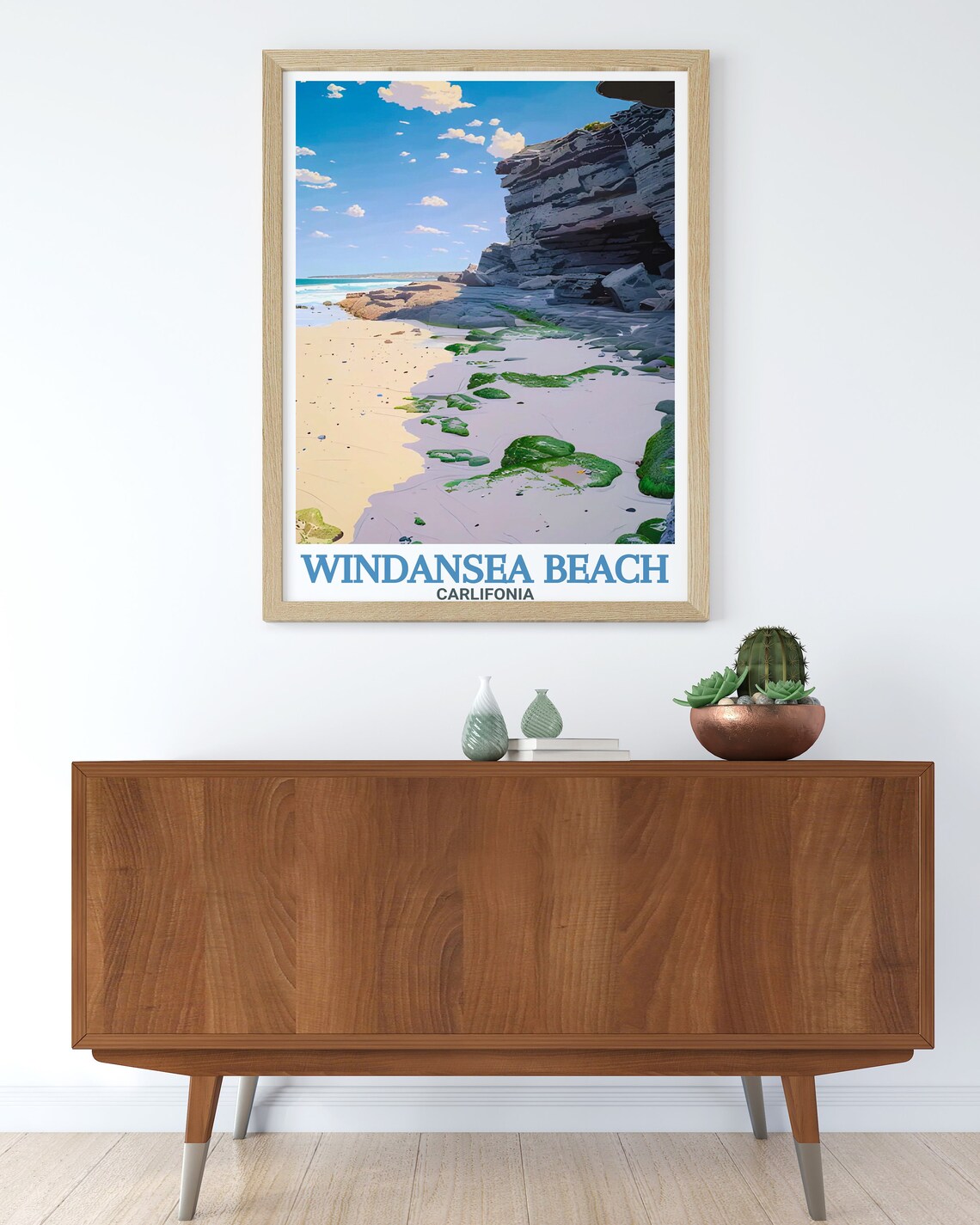 Windansea Beach California Rocky Cliffs Seaweed Travel Poster - Image 3