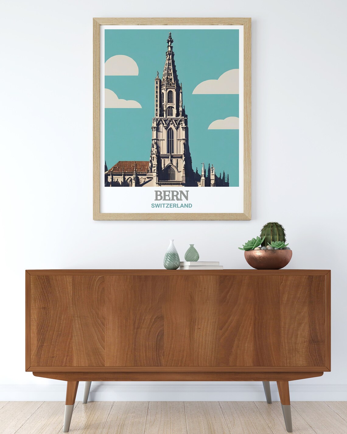 Bern Minster Cathedral Poster Switzerland Gothic Spire Travel Art - Image 2
